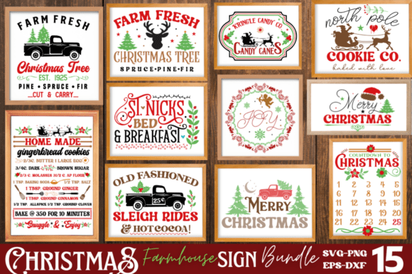 Download Farmhouse Christmas Sign SVG Bundle - House Collection