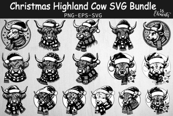 Download Christmas Highland Cow SVG Bundle - Cow svg bundle Collection