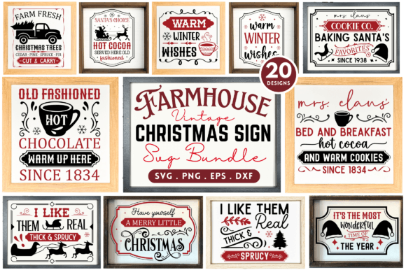 Download Farmhouse Christmas Sign SVG Bundle - House Collection