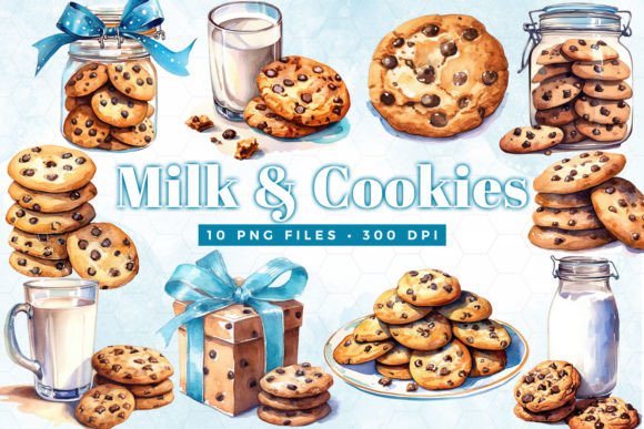 Download Watercolor Milk and Cookies - Cookies Collection