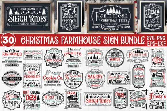 Download Farmhouse Christmas Sign SVG Bundle - House Collection