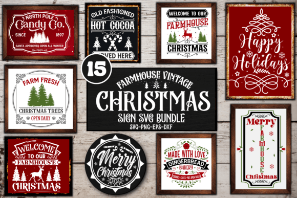 Download Farmhouse Christmas Sign SVG Bundle - House Collection