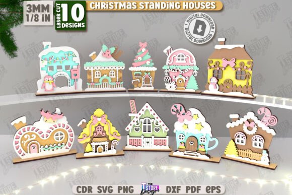 Download Christmas Houses Laser Cut Bundle | Xmas - House Collection