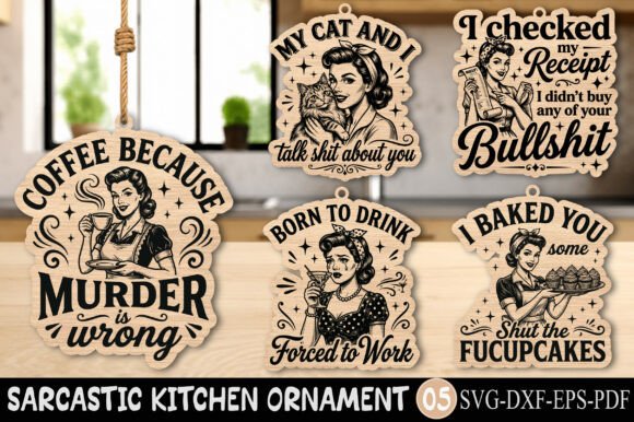 Download Funny Retro Housewife Laser Cut File - House Collection