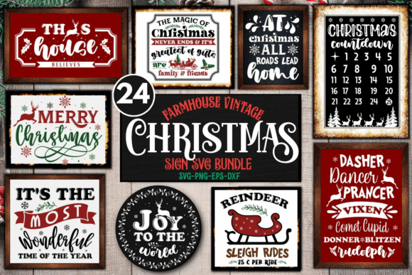 Download Farmhouse Christmas Sign SVG Bundle - House Collection
