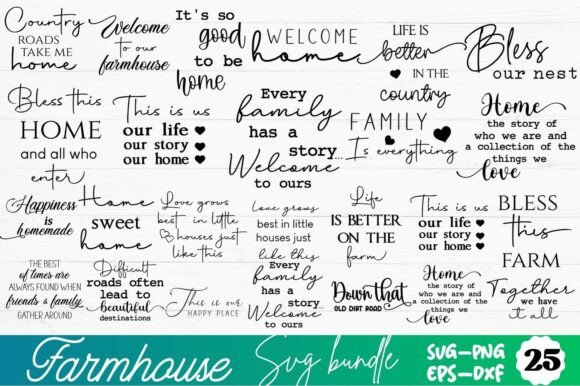 Download Farmhouse SVG Bundle, Farmhouse Sign SVG - House Collection