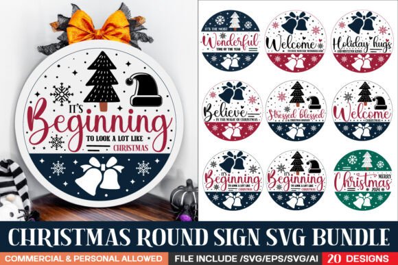 Download Christmas Round Sign Bundle/ Farmhouse P - House Collection
