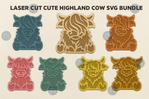 Download Laser Cut Cute Highland Cow SVG Bundle - Cow svg bundle Collection