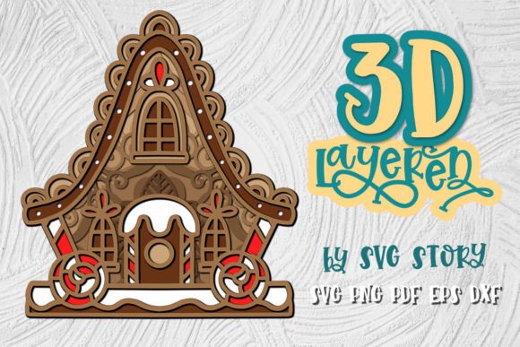 Download 3D Christmas Gingerbread House 02 SVG - House Collection