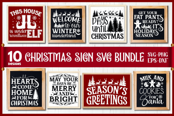 Download Farmhouse Christmas Sign SVG Bundle - House Collection
